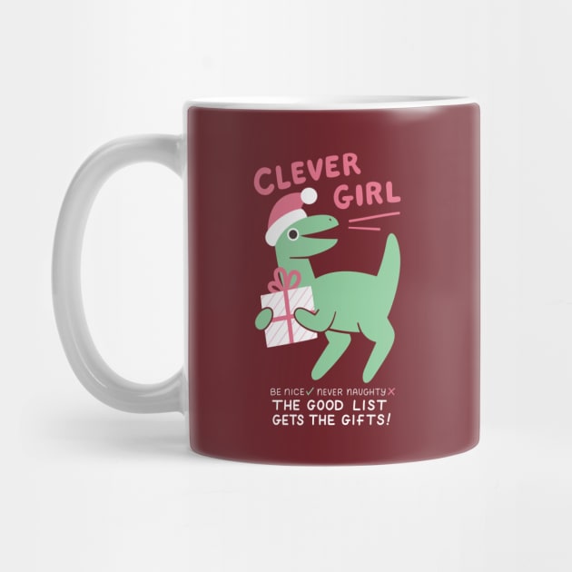 Clever Girl Christmas Dinosaur by KristyKate